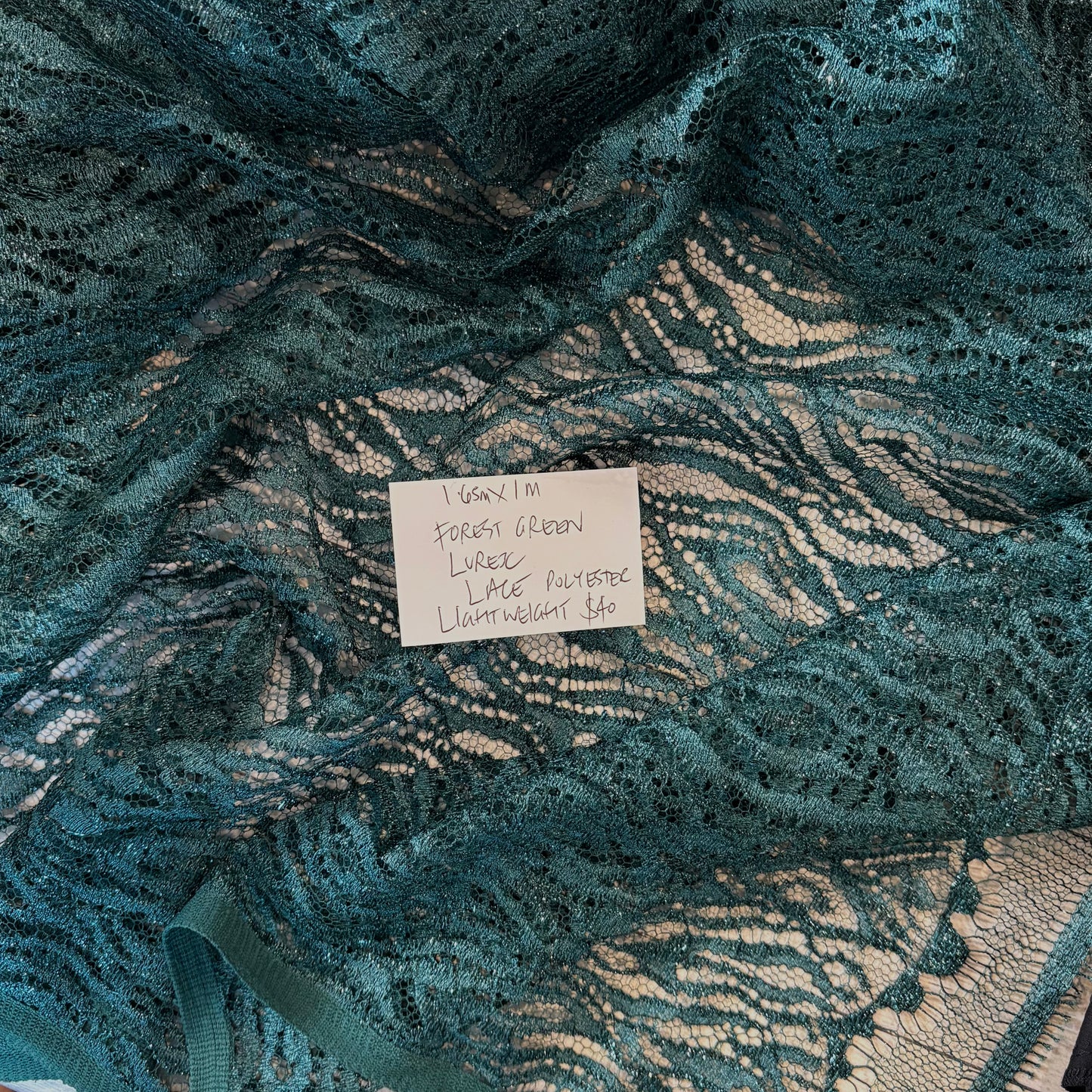 1.65m Forest Green Lurex Lace