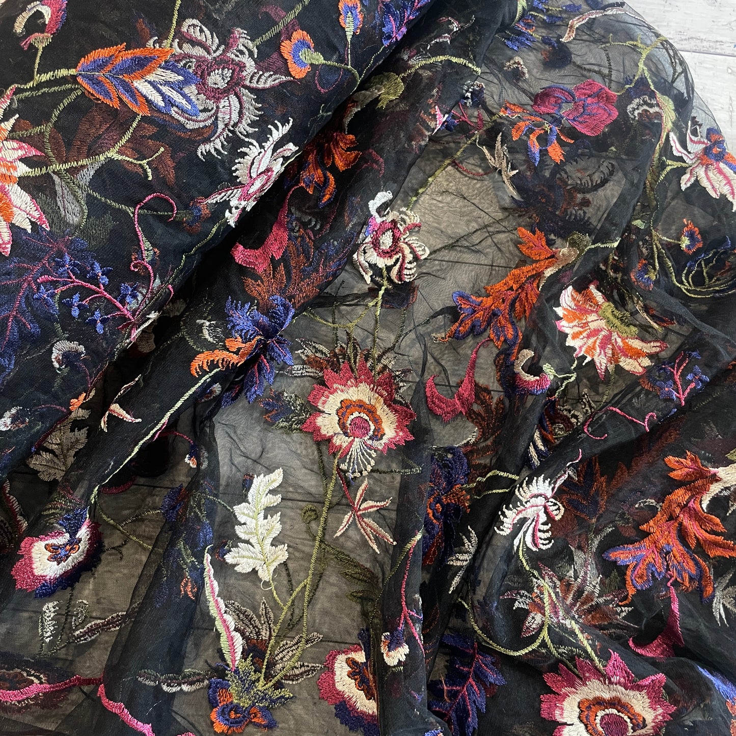 Jewelled forest embroidered tulle