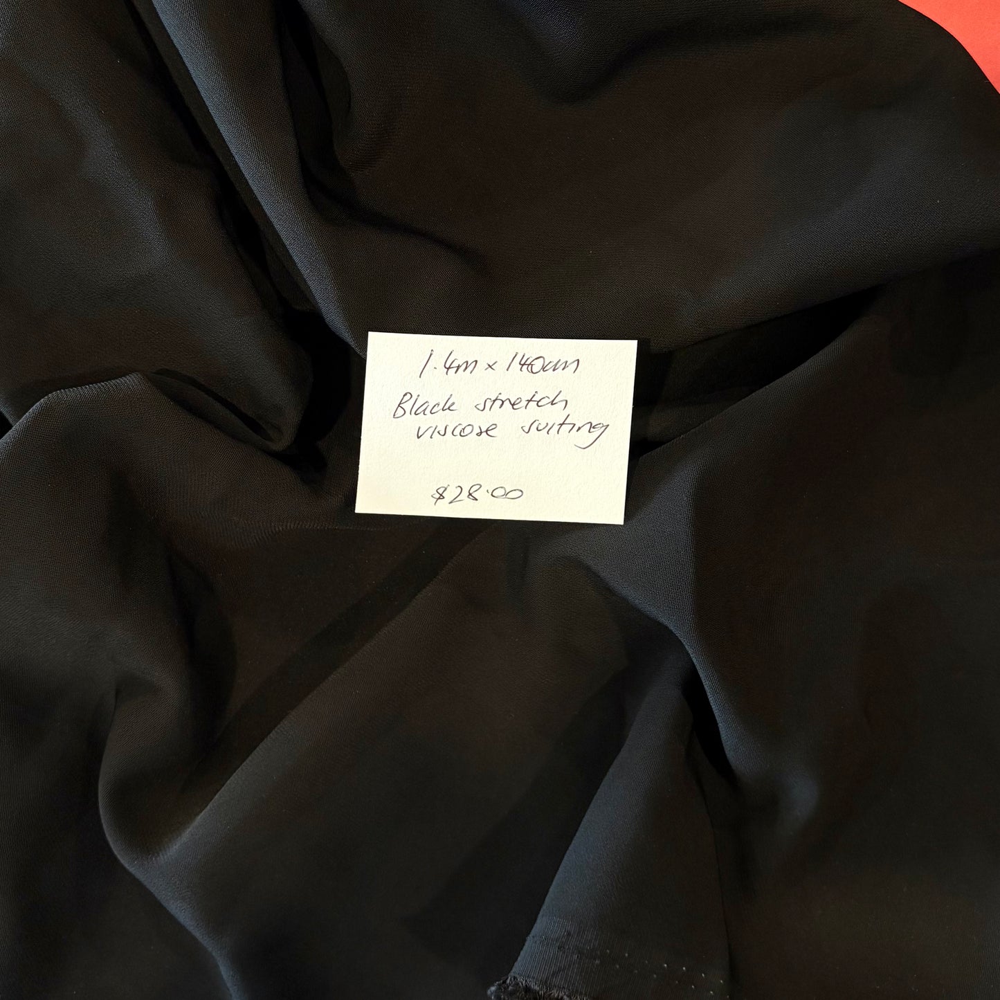 1.4m Black Stretch Viscose Suiting