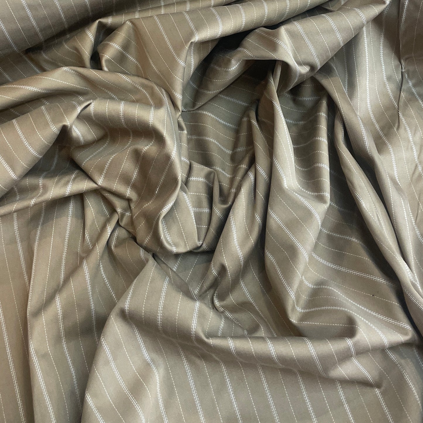 Taupe stripe Stretch Cotton Sateen