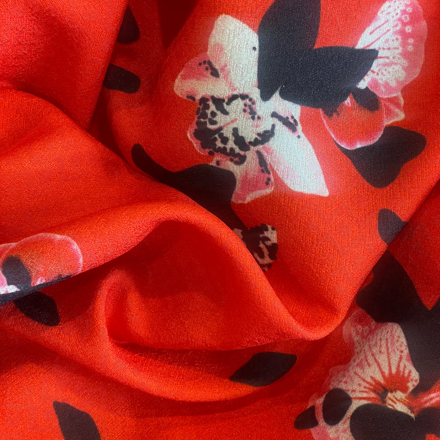 Flame orchid stretch jacquard crepe de chine
