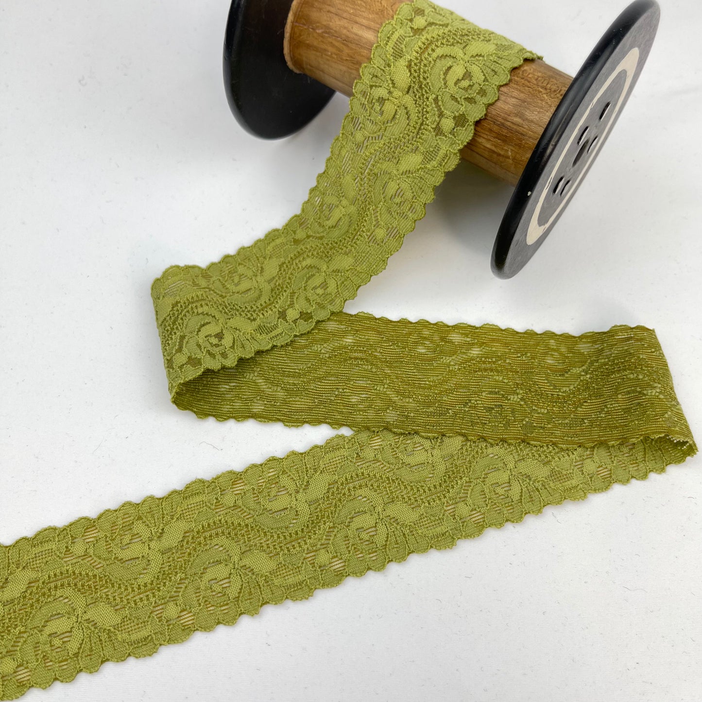 Olive Green 40mm Stretch Lace