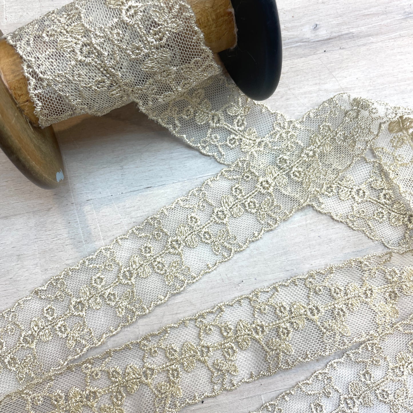 Thea fine gold metallic lace