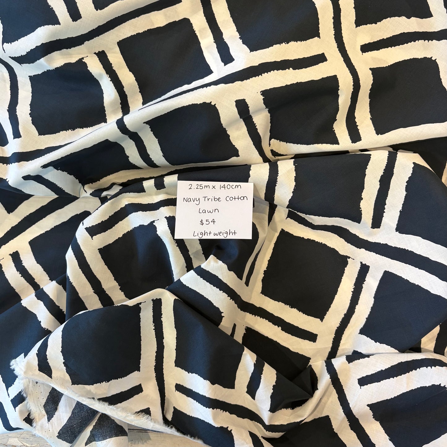 2.25m Navy Tribe Cotton Lawn