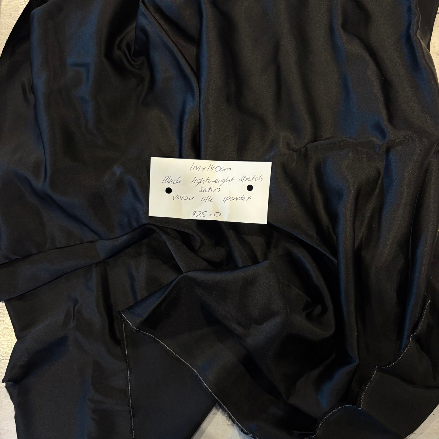 1m Black Lightweight Stretch Satin
