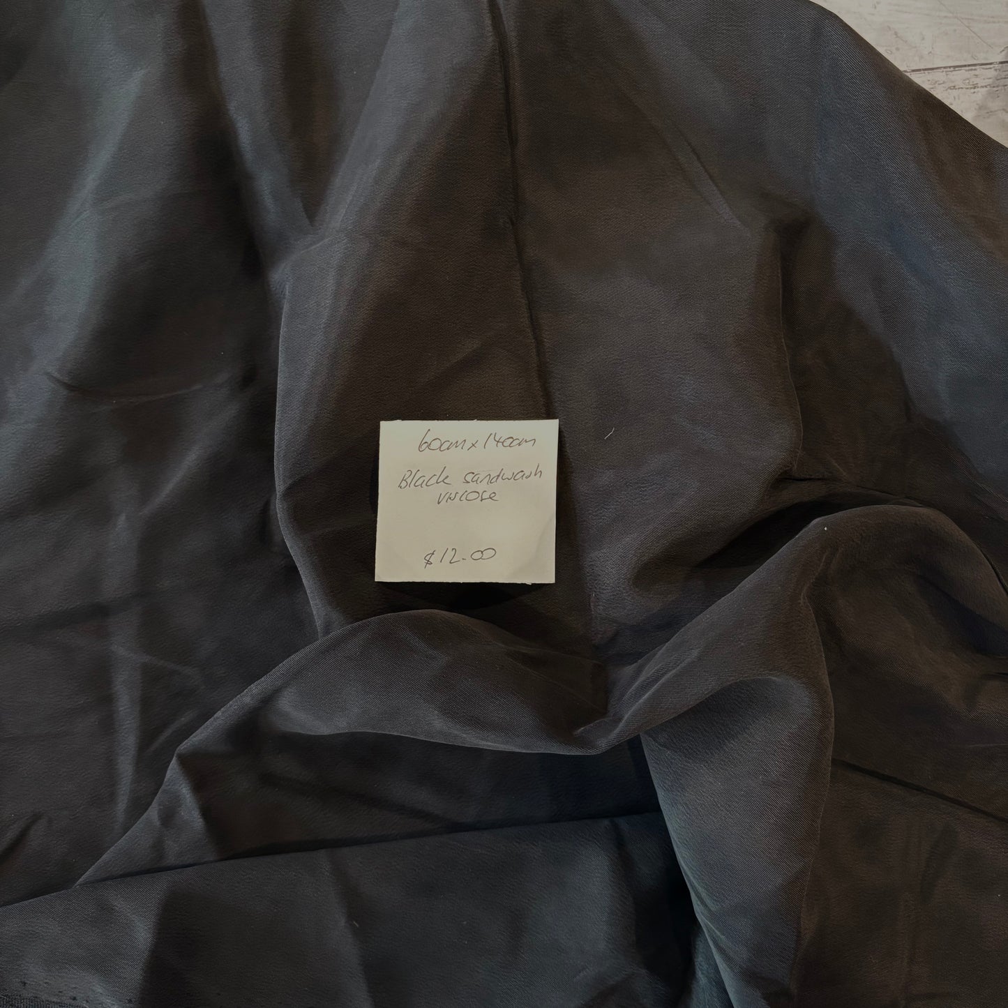 60cm black sandwashed viscose
