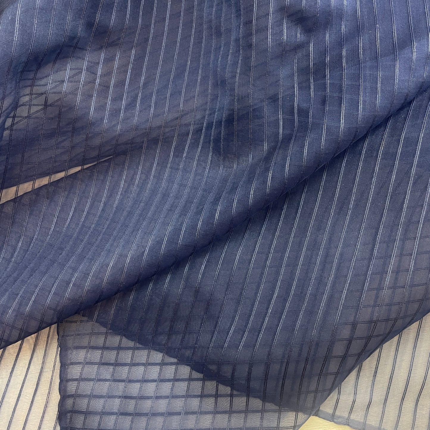 Navy self stripe Organza