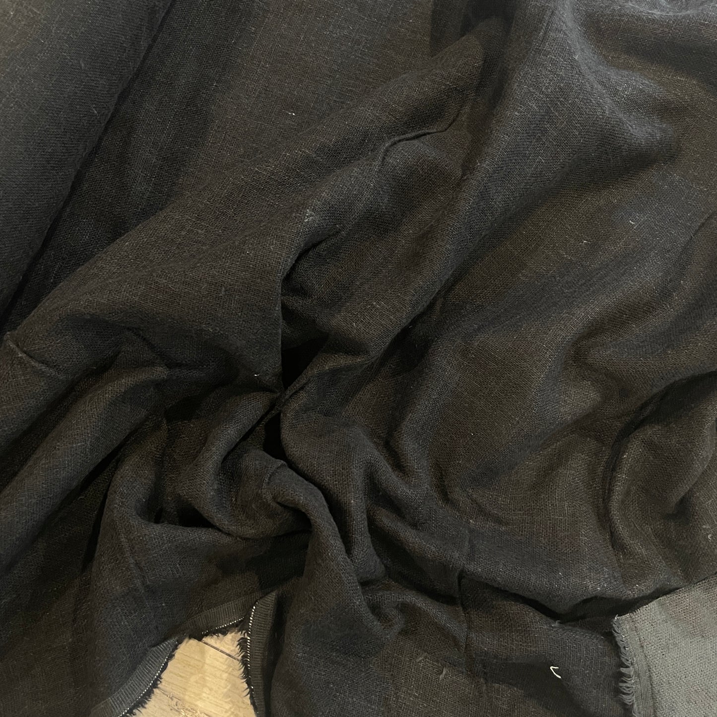 Charcoal black linen cotton double cloth