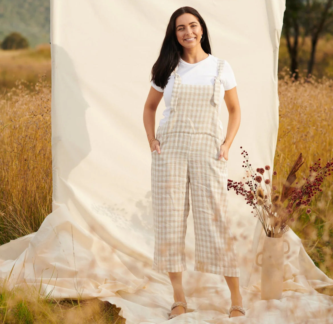Stitched for good desert flame overalls paper pattern