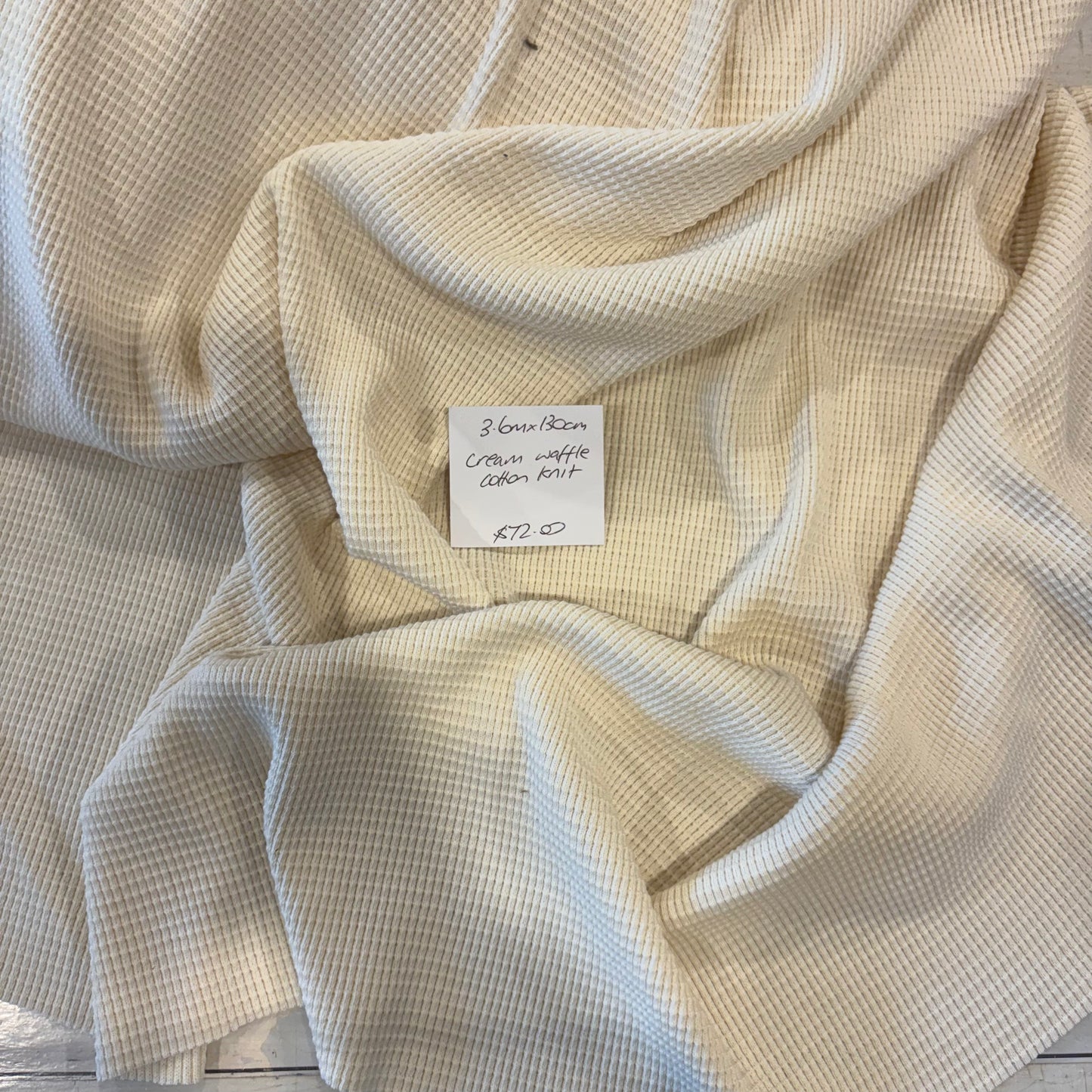 3.6m Cream Waffle Cotton Knit
