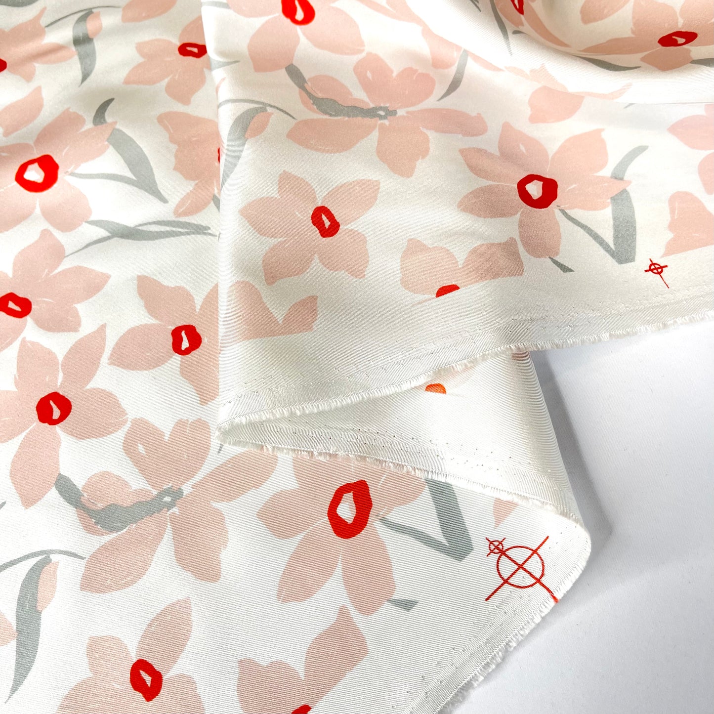 Pink Floral Field Silk Twill