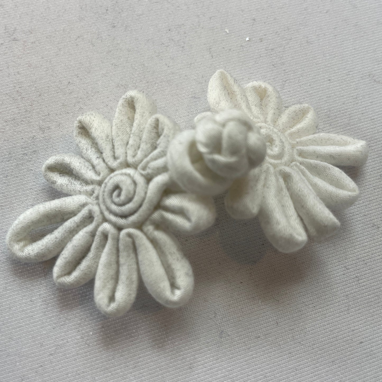 white sateen frog closure