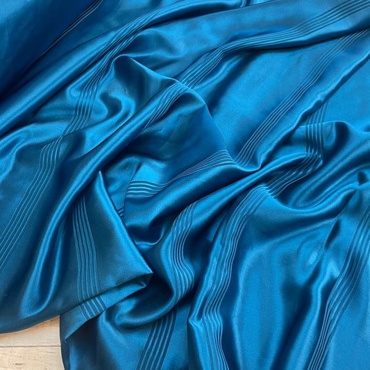 Teal stripe  luxe drape satin