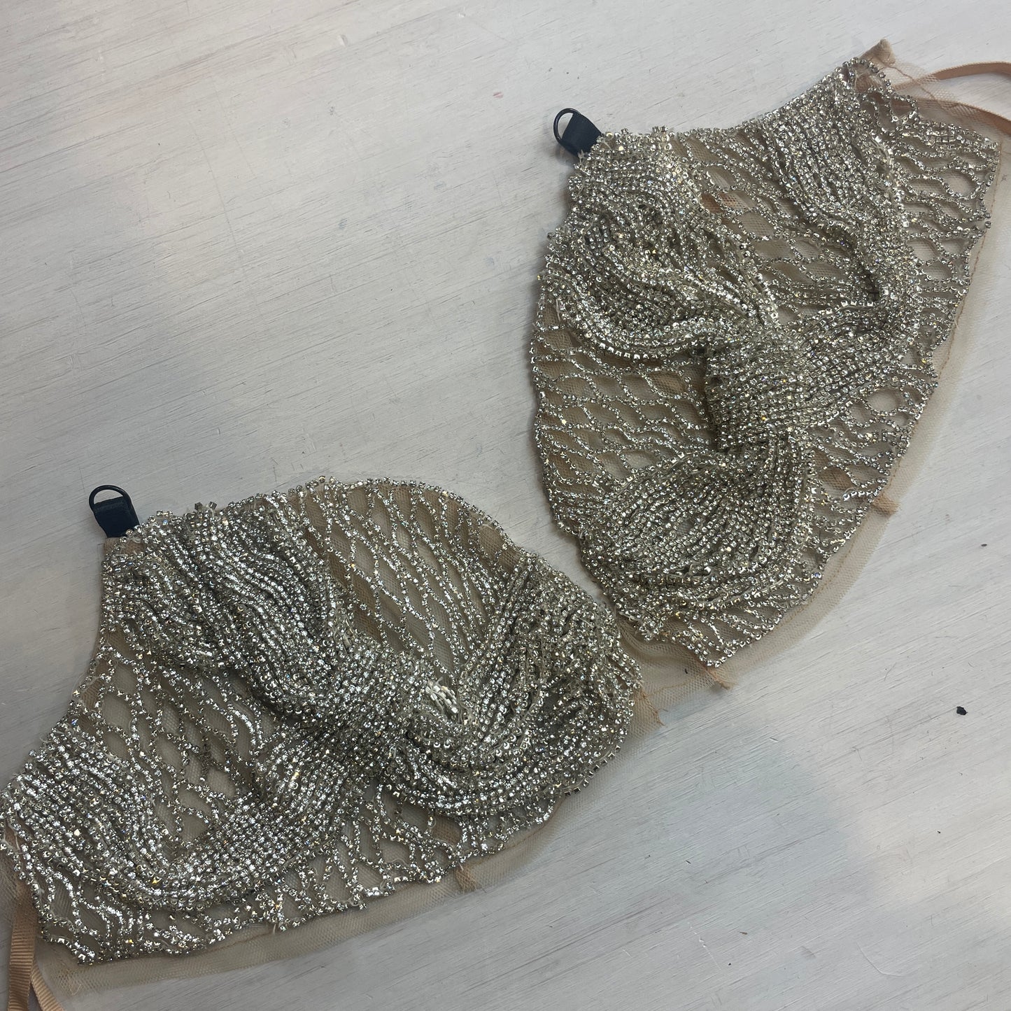 Diamanté encrusted bra cup piece