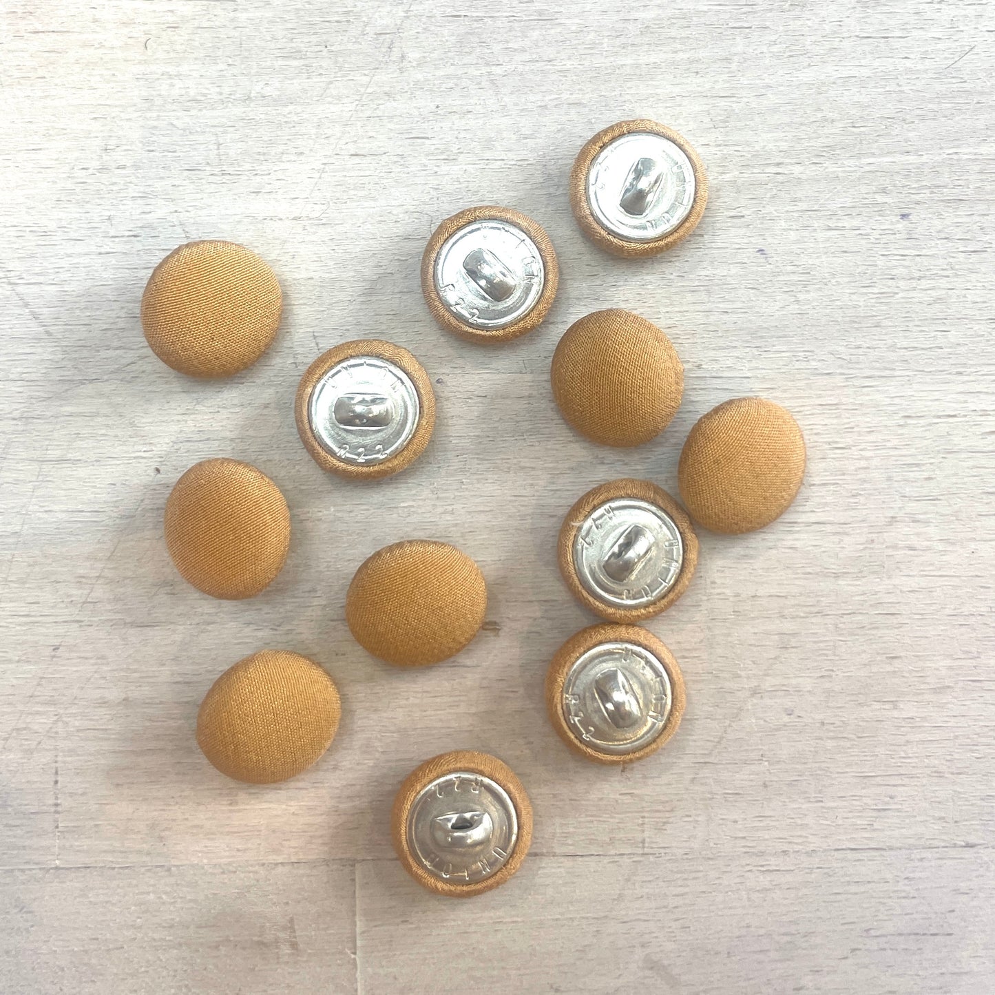 15mm tan silk crepe de chine covered shank buttons