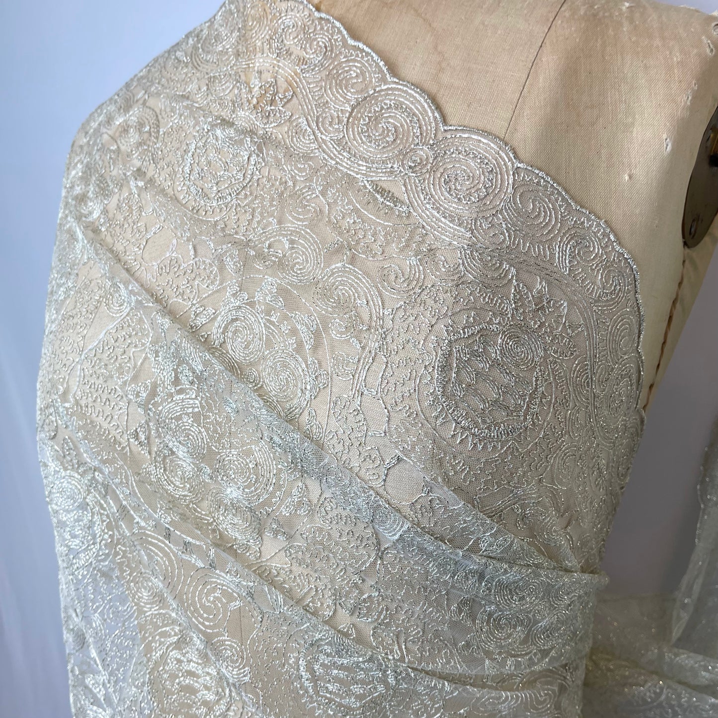 Amalfi palest gold embroidered mesh