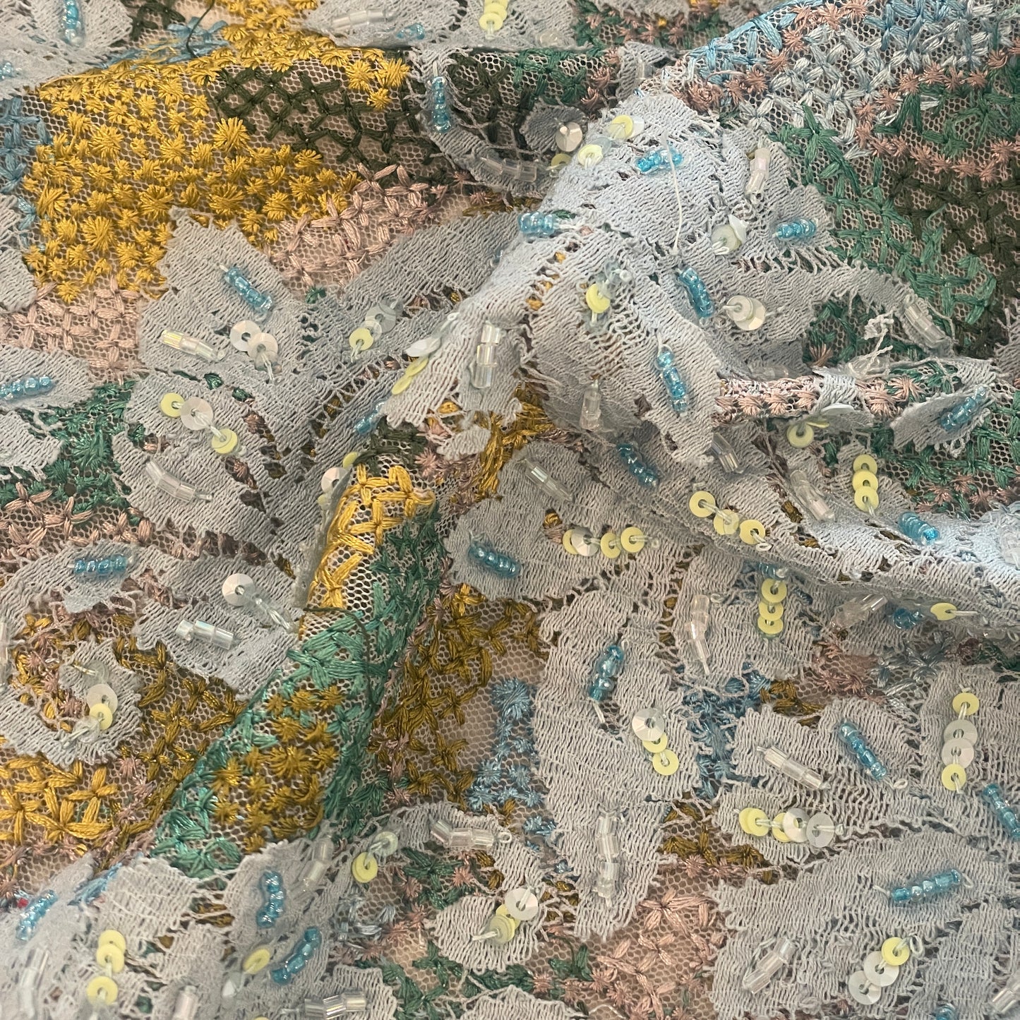 Ocean fleur embroidered beaded sequin lace