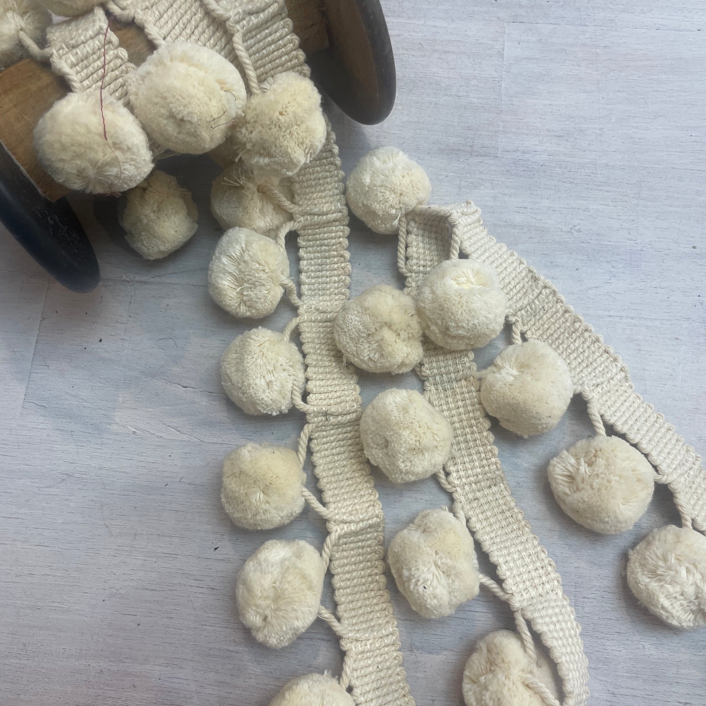 cream jumbo pom pom trim