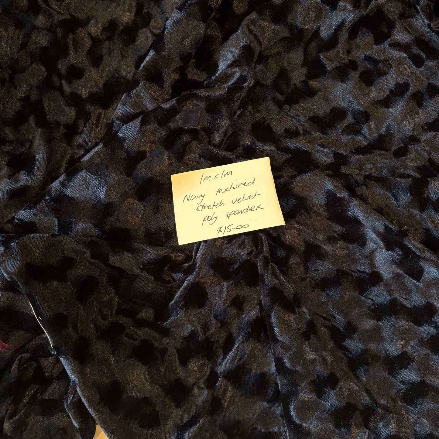 1m Navy textured Stretch Velvet