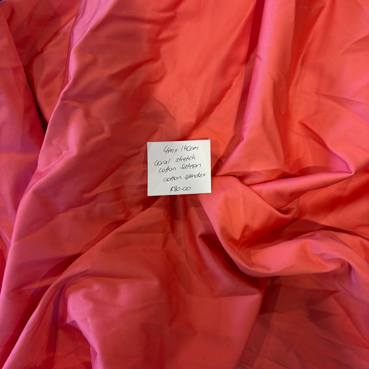 4m Coral Stretch Cotton Sateen