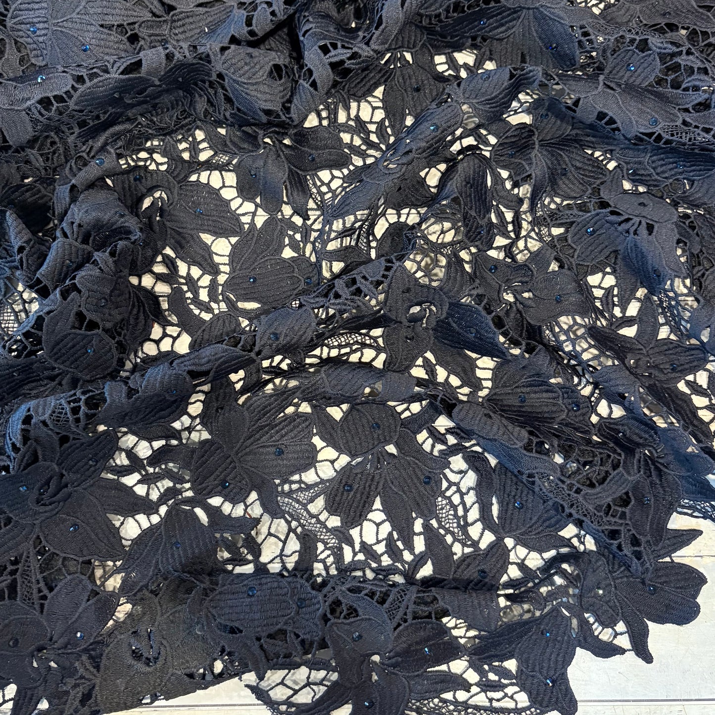 1m Navy Diamante Guipure