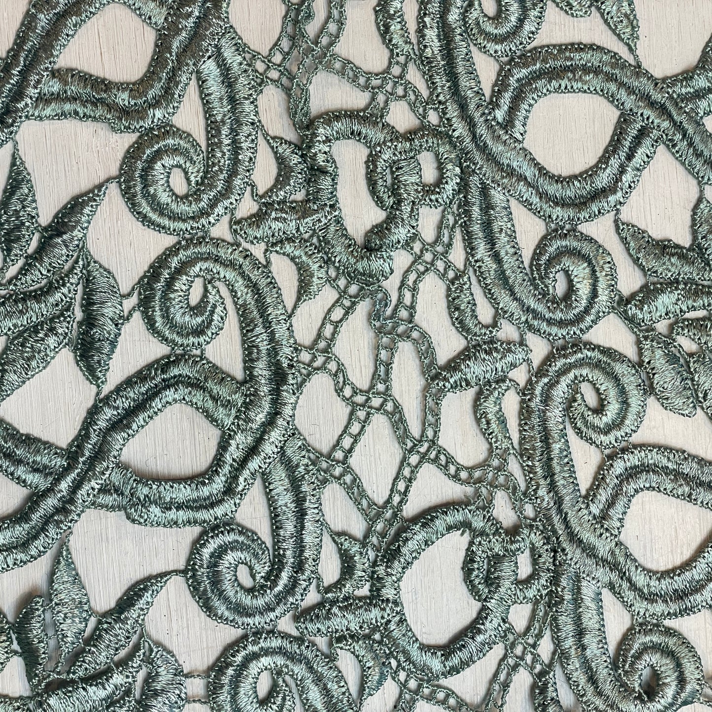 Earthen green flower chain Guipure Trim