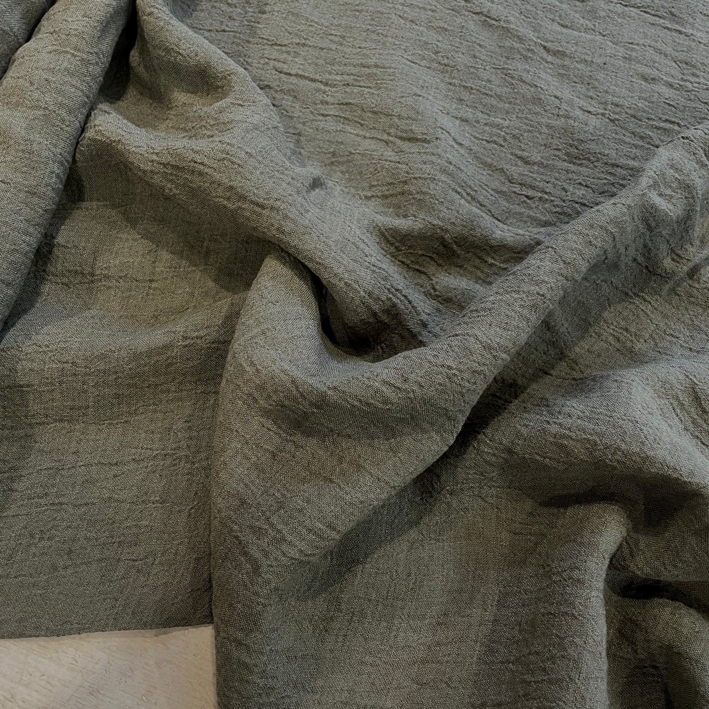 Deep khaki crinkle linen