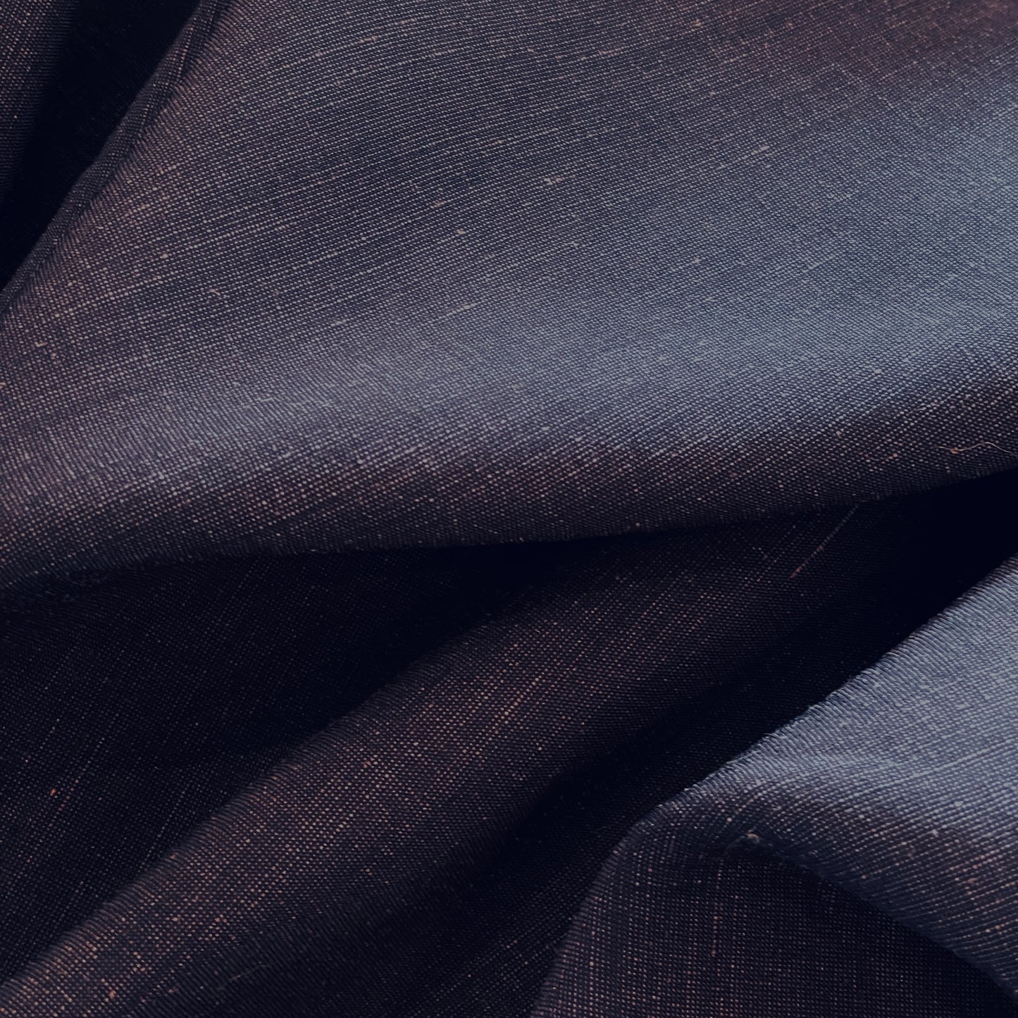 Navy plum satin back linen look viscose