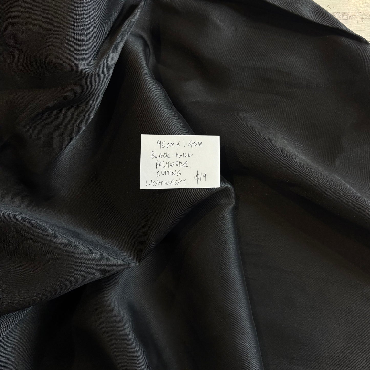 95cm Black Twill Suiting