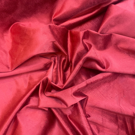Cardinal red stretch woven velvet