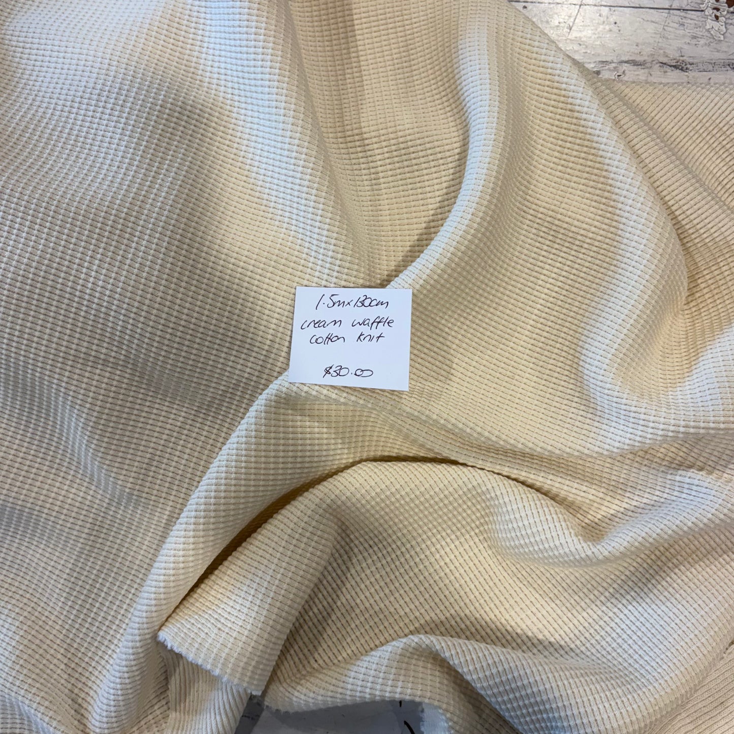 1.5m Cream Waffle Cotton Knit