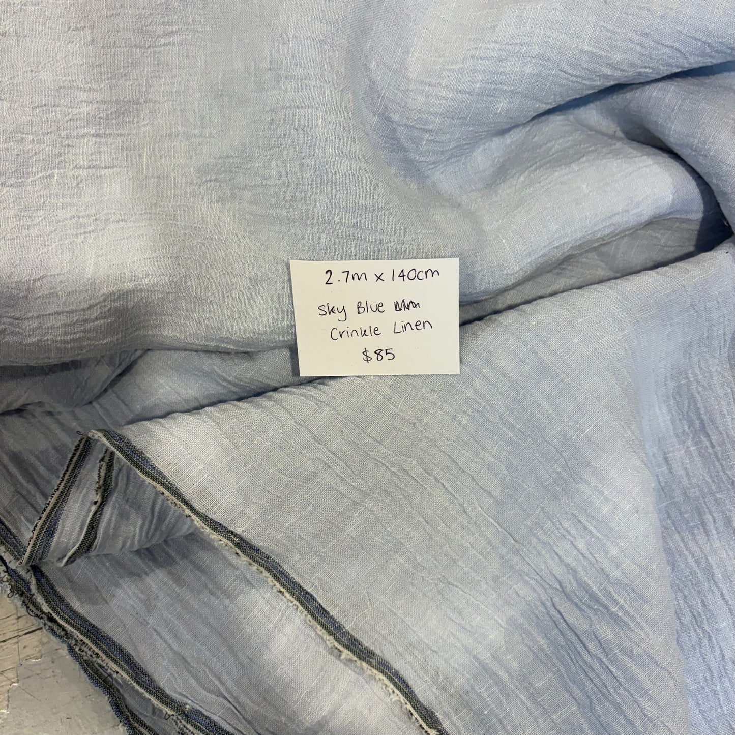 2.7m Sky Blue Crinkle Linen