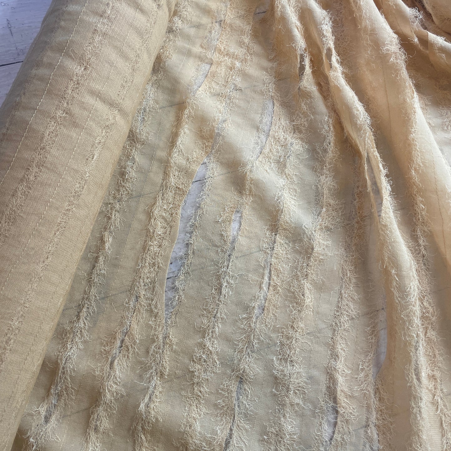 Halle textured stripe silk tulle Burnt butter