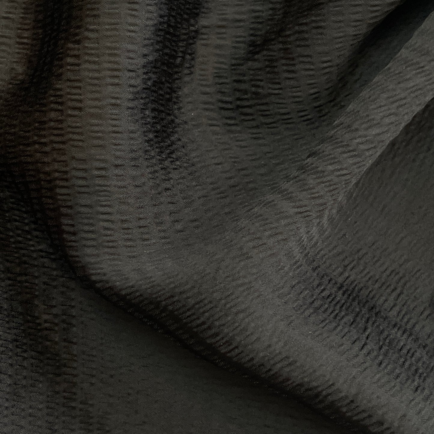 Black textured stretch viscose satin