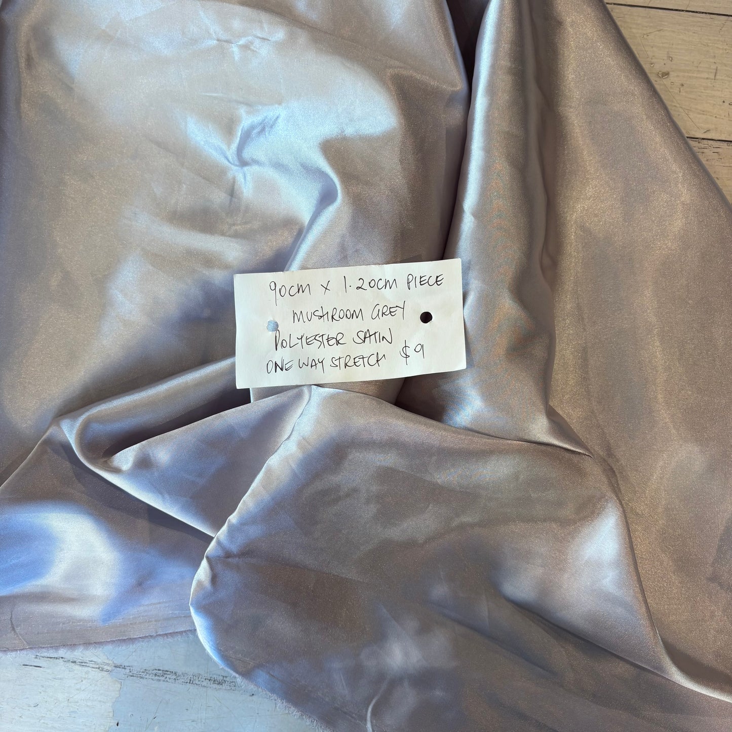 90cm Mushroom Grey Polyester Satin