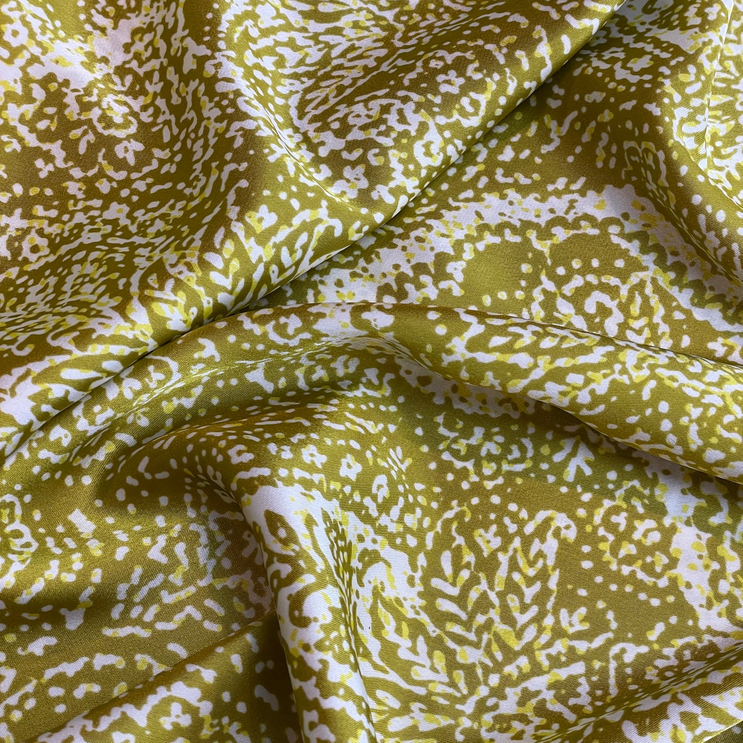 Chartreuse Moroccan block print satin