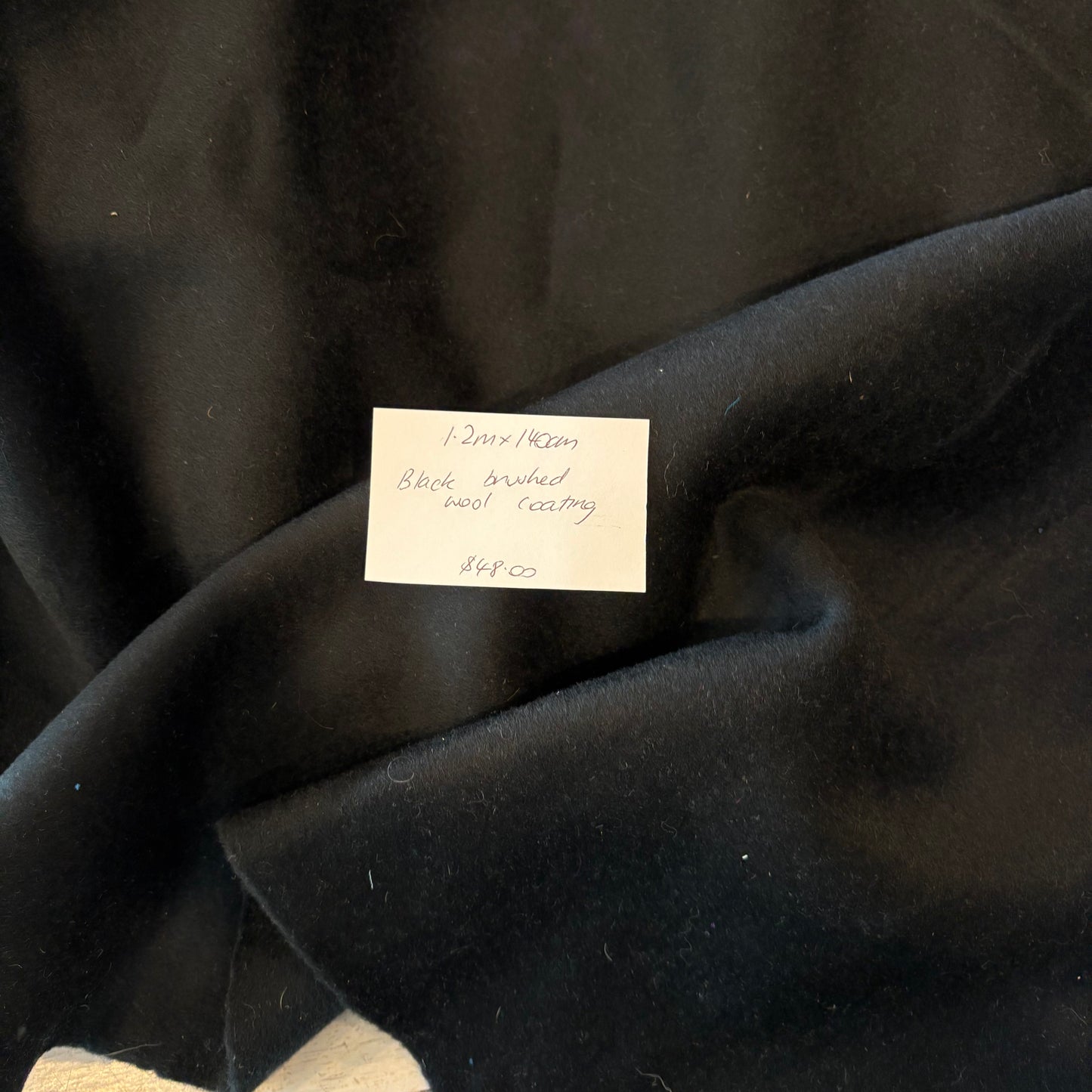 1.2m Black Brushed Wool Coating