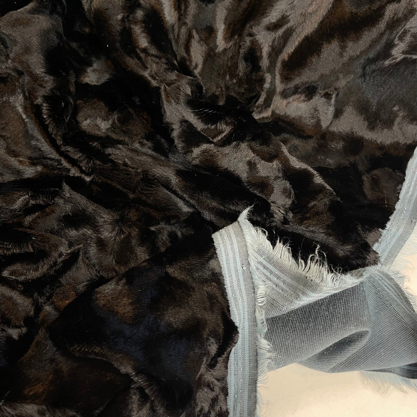 Midnight textured stretch woven velvet