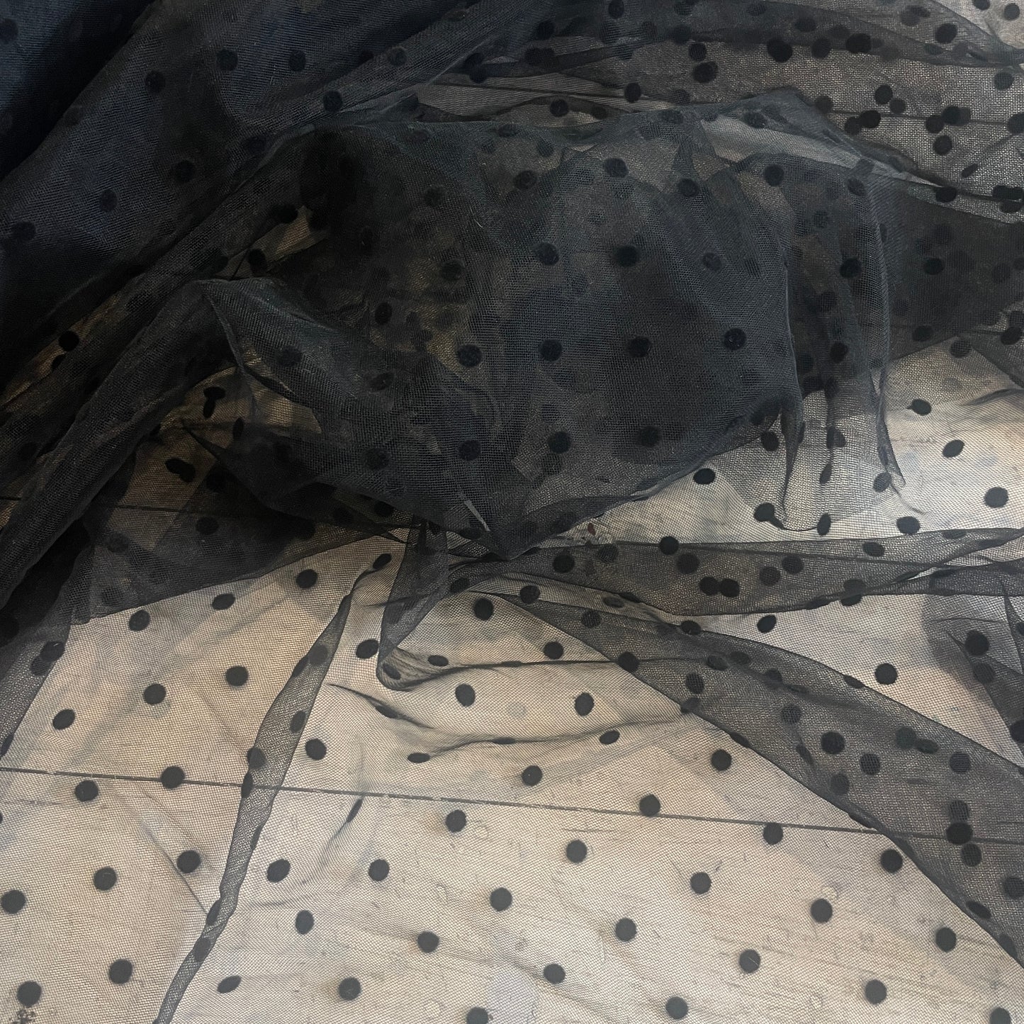 Mimi black flocked Spot Tulle
