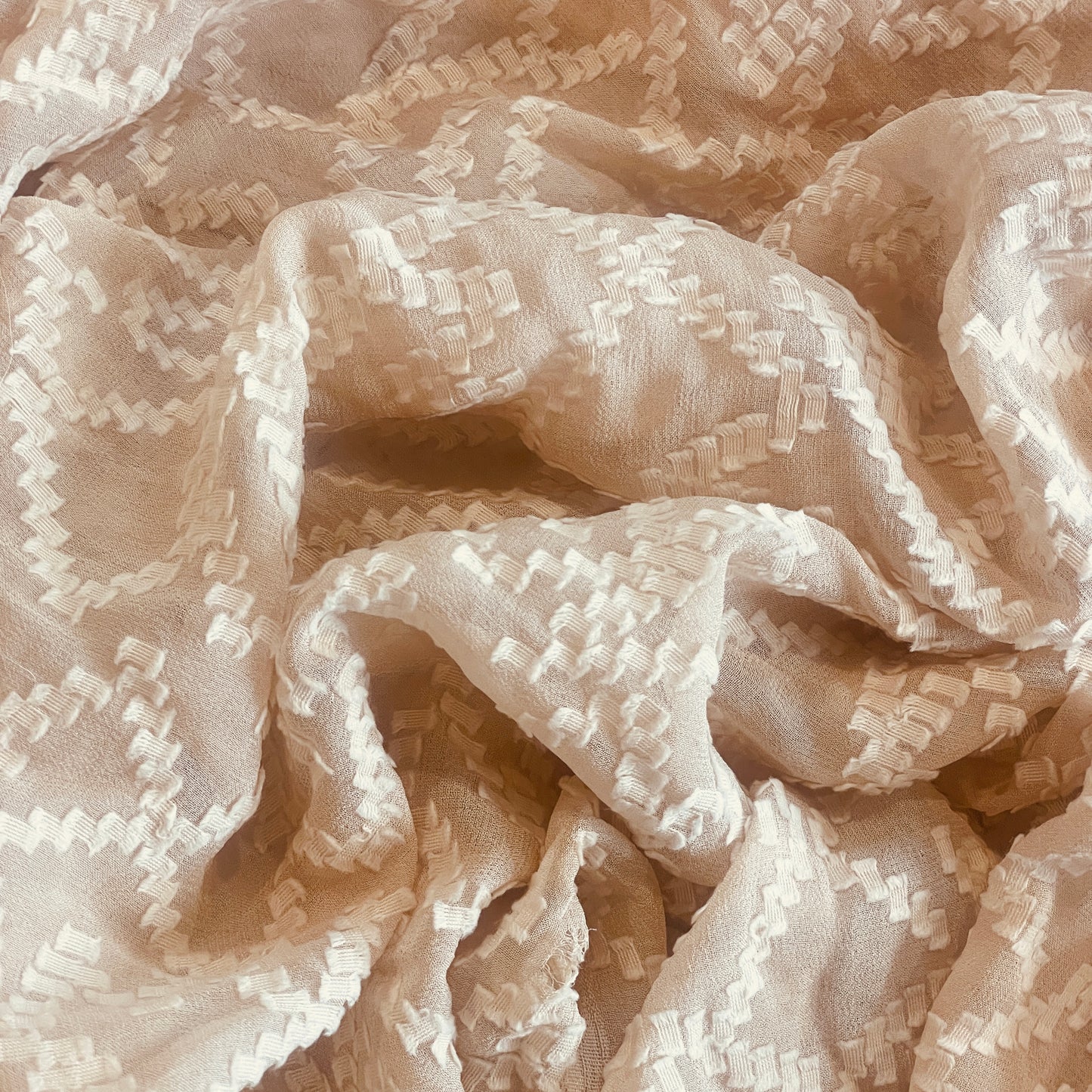 Tea zigzag textured jacquard silk chiffon