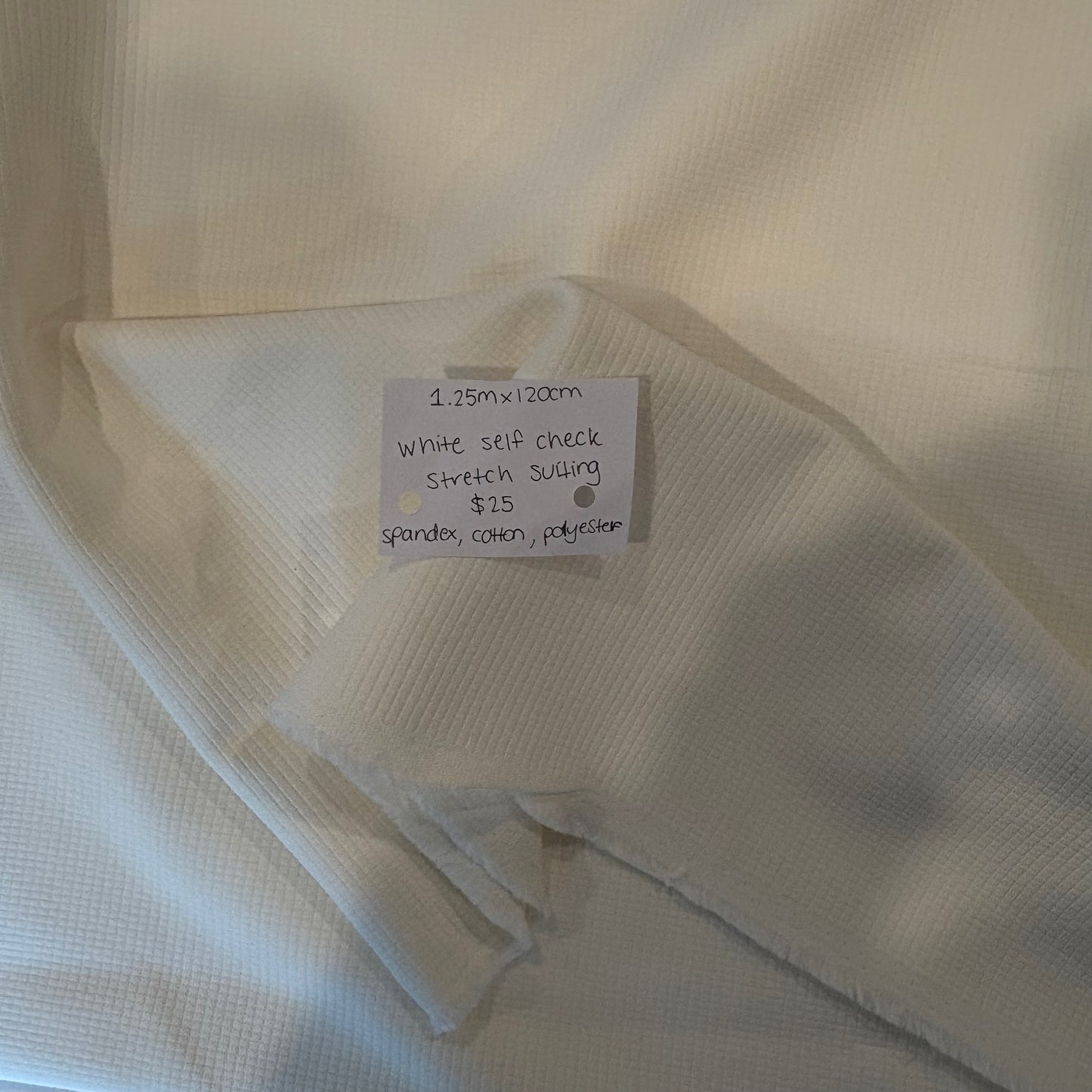 1.25m White Self Check Stretch Suiting
