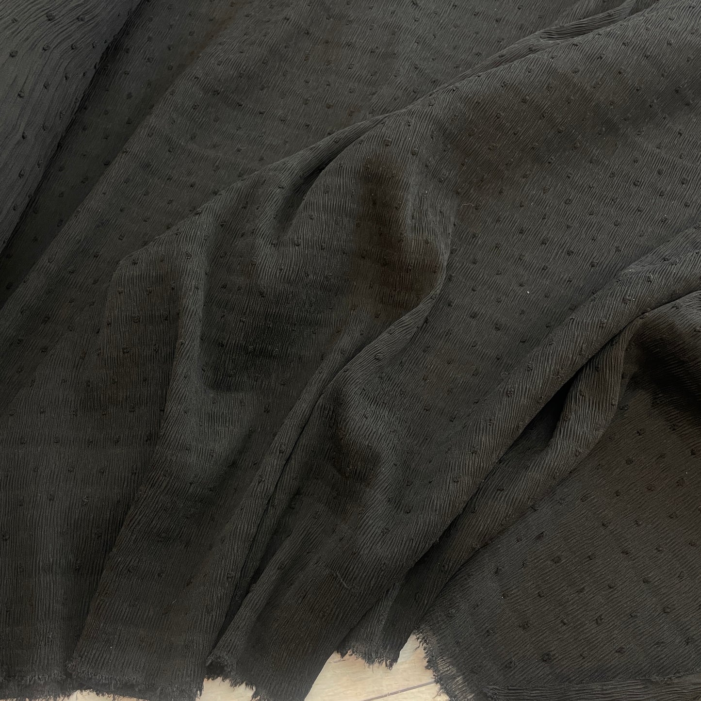 Black micro pleat hail spot Georgette