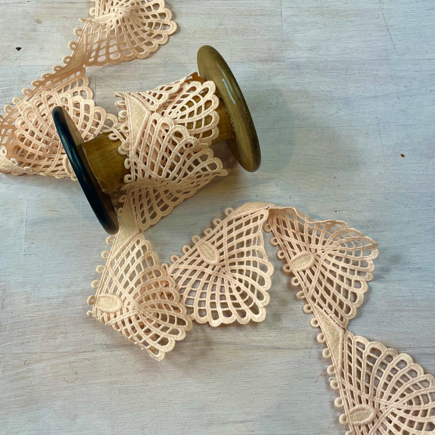 Peach Hand Dyed Butterfly Edge lace