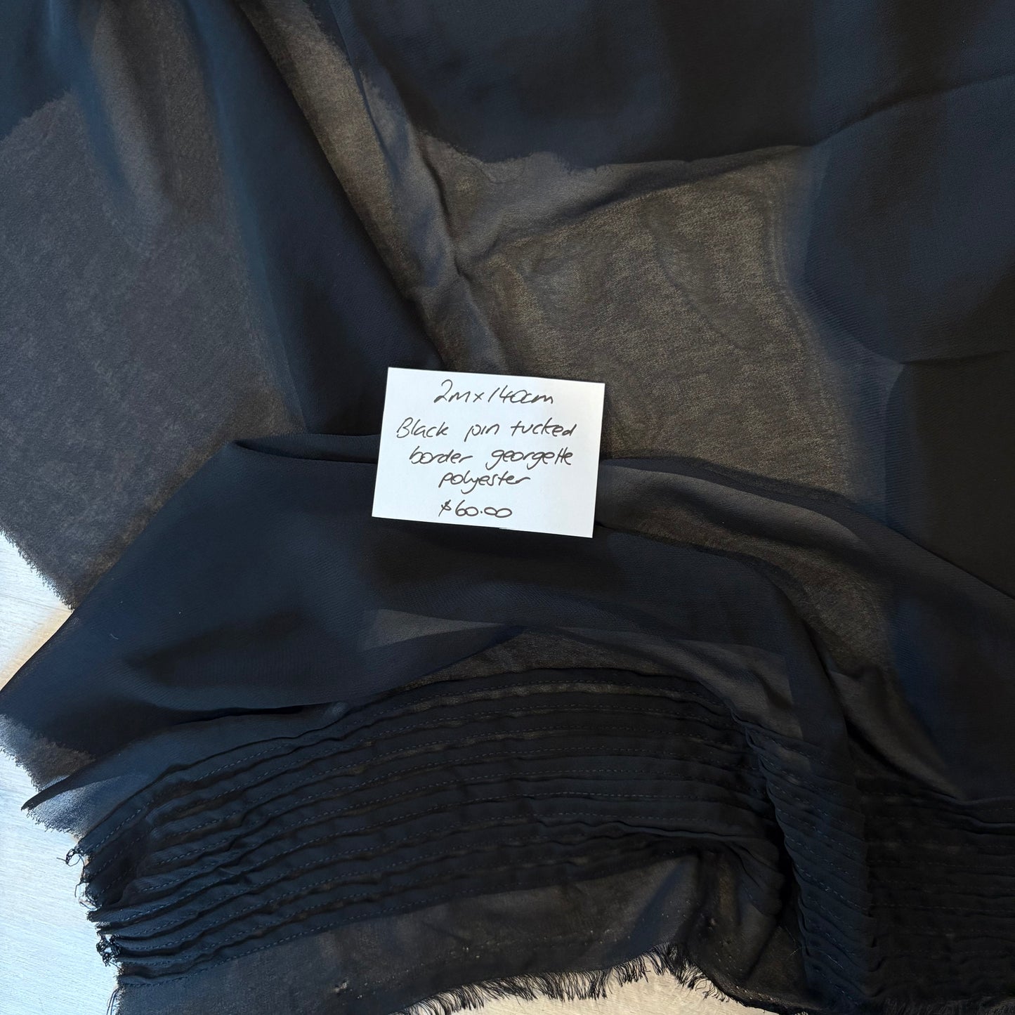 2m Black Pin Tucked Border Georgette