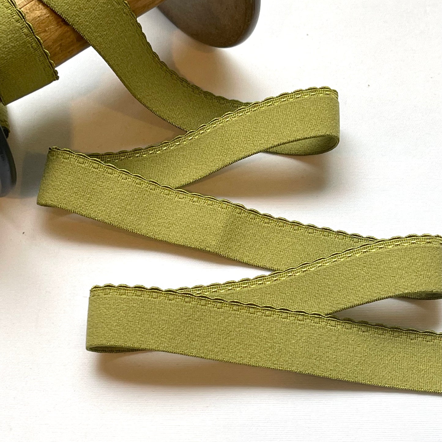 Olive 20mm Plush Picot Elastic