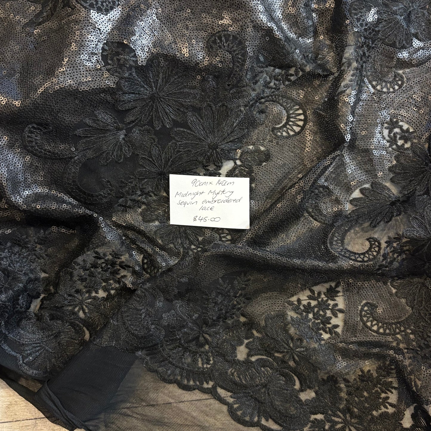 90cm Midnight Mystery Sequin Embroidered Lace