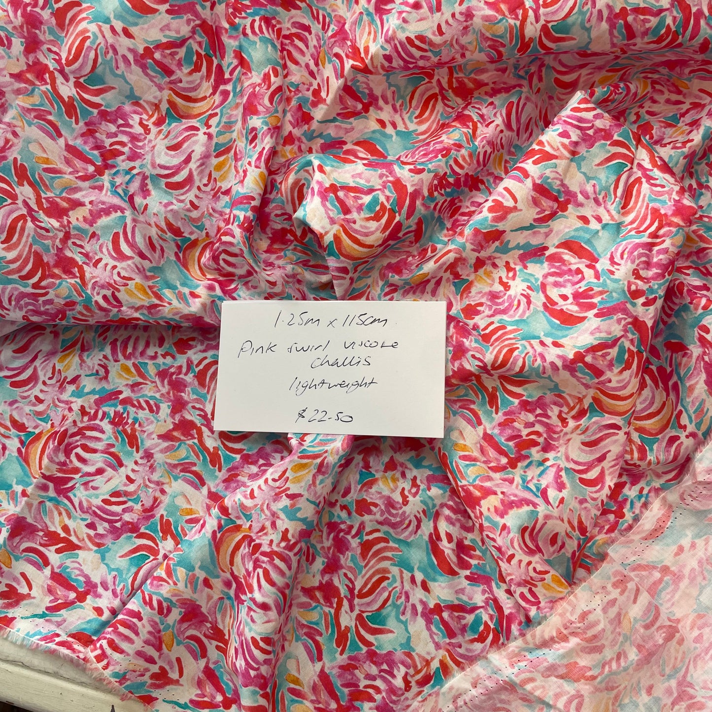 1.25m Pink Swirl Viscose Challis