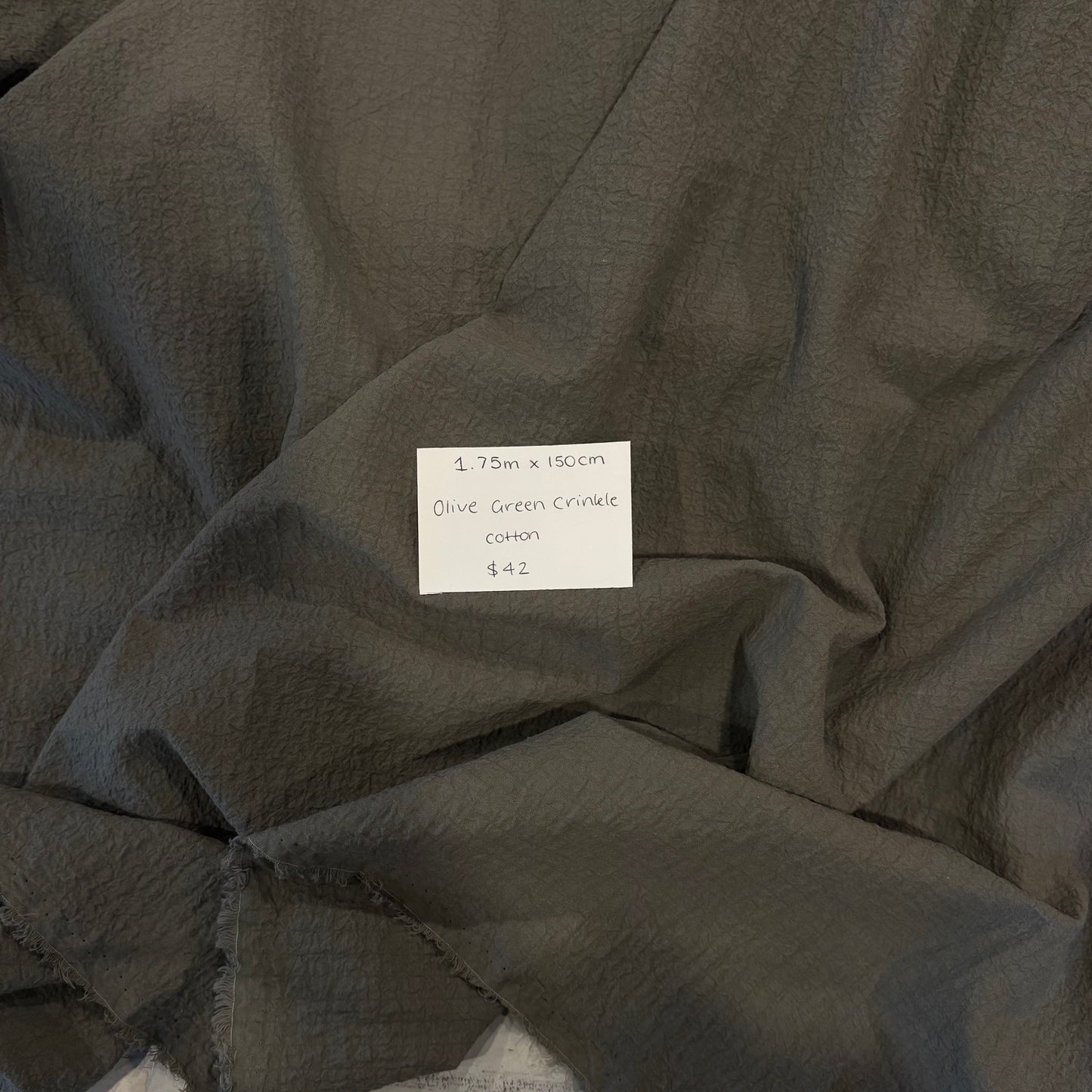 1.75m Olive Green Crinkle Cotton