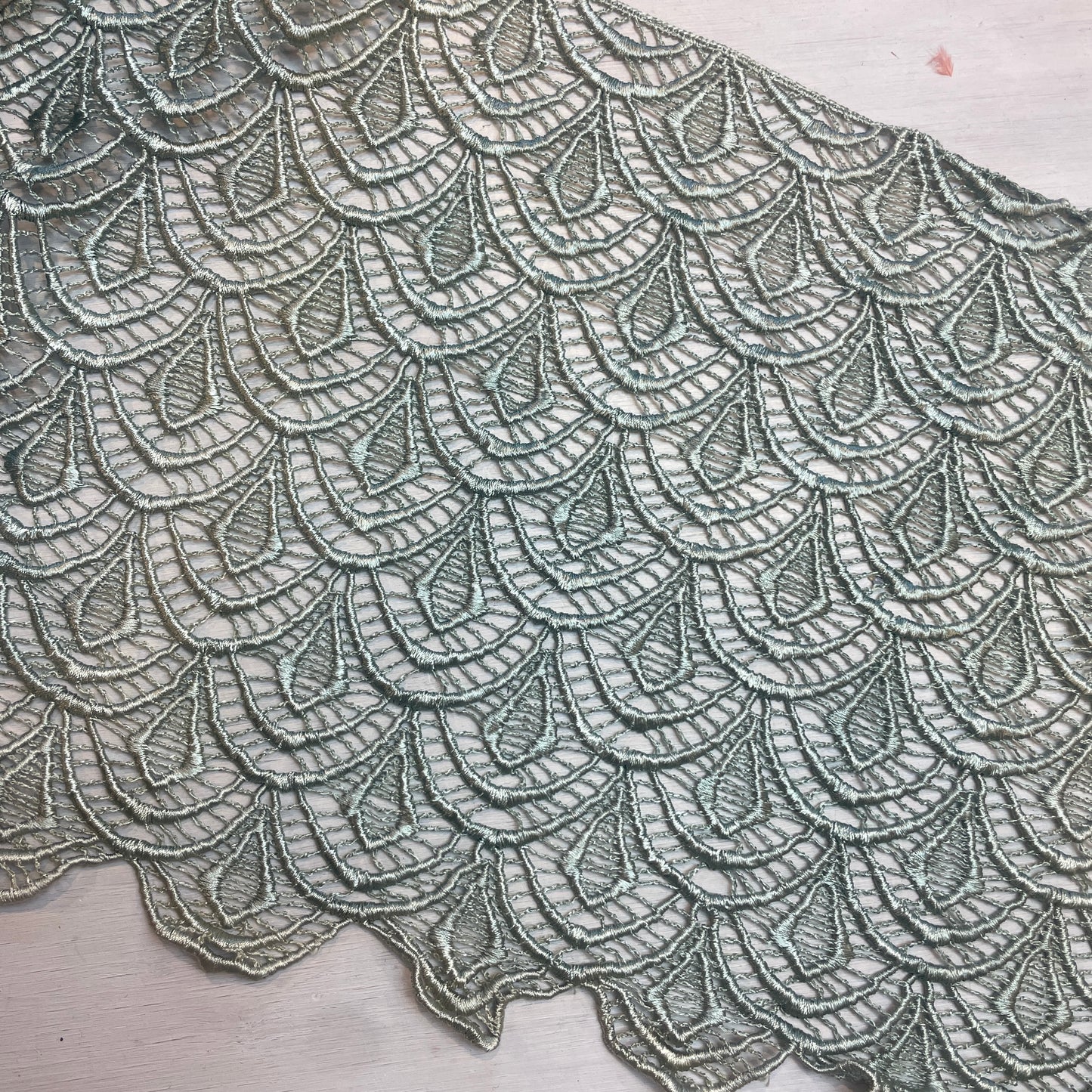 Sage diamond scallop Guipure Trim