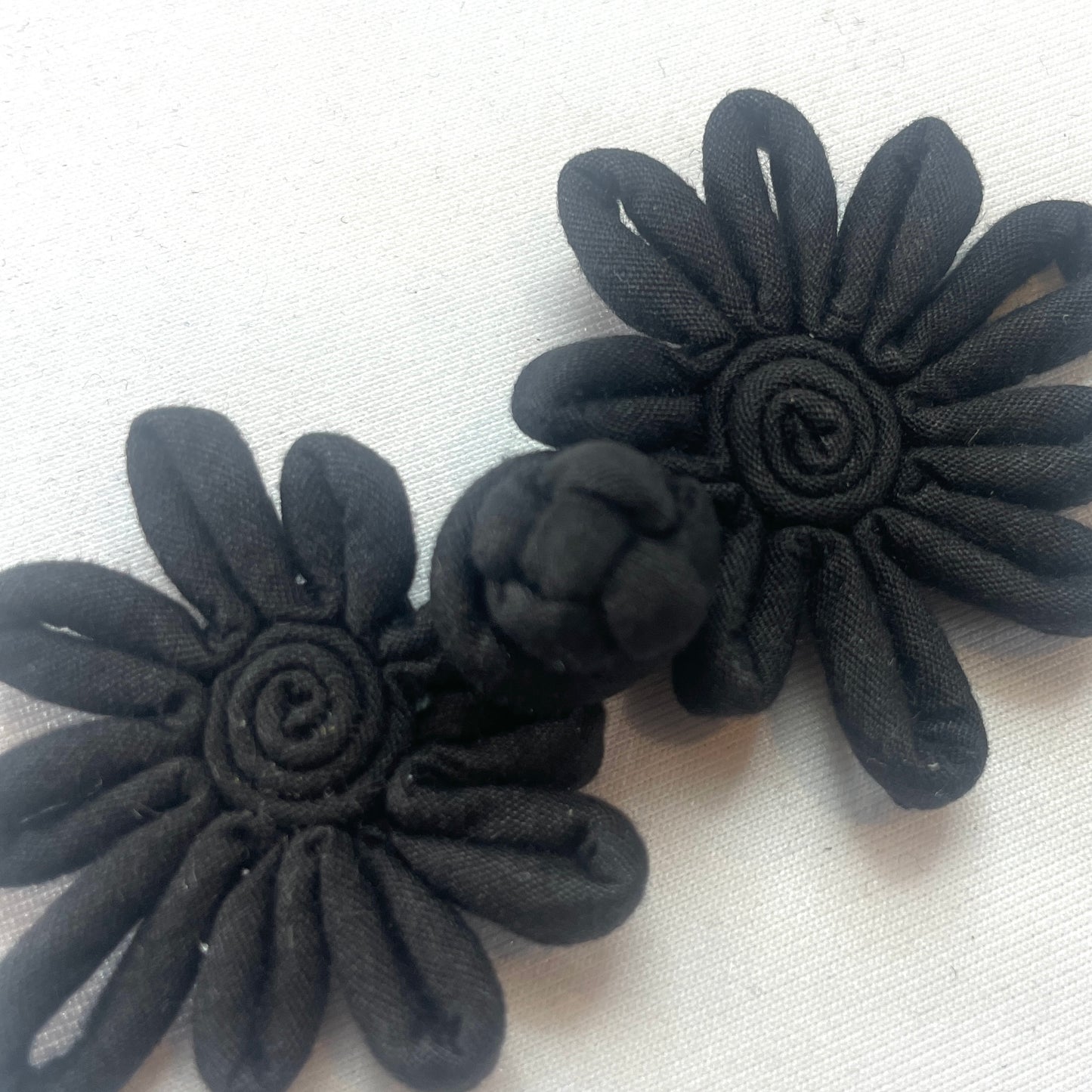 black sateen frog closure